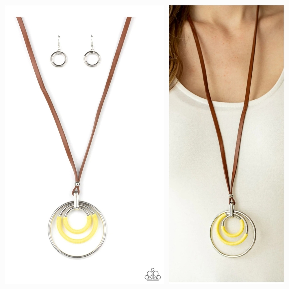 HYPNOTIC HAPPENINGS YELLOW NECKLACE/EARRING SET